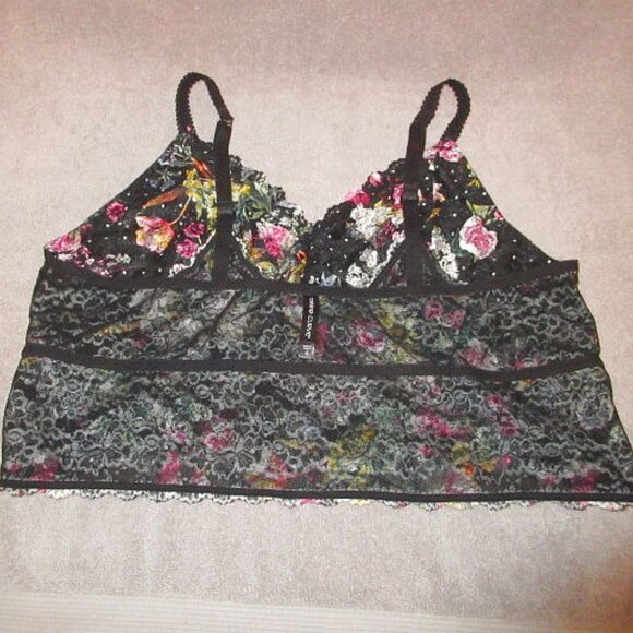 Torrid Curve Mesh Lace Bralette Size 4X No Wire Crop Top Dark Floral Whimsigoth - Picture 12 of 13
